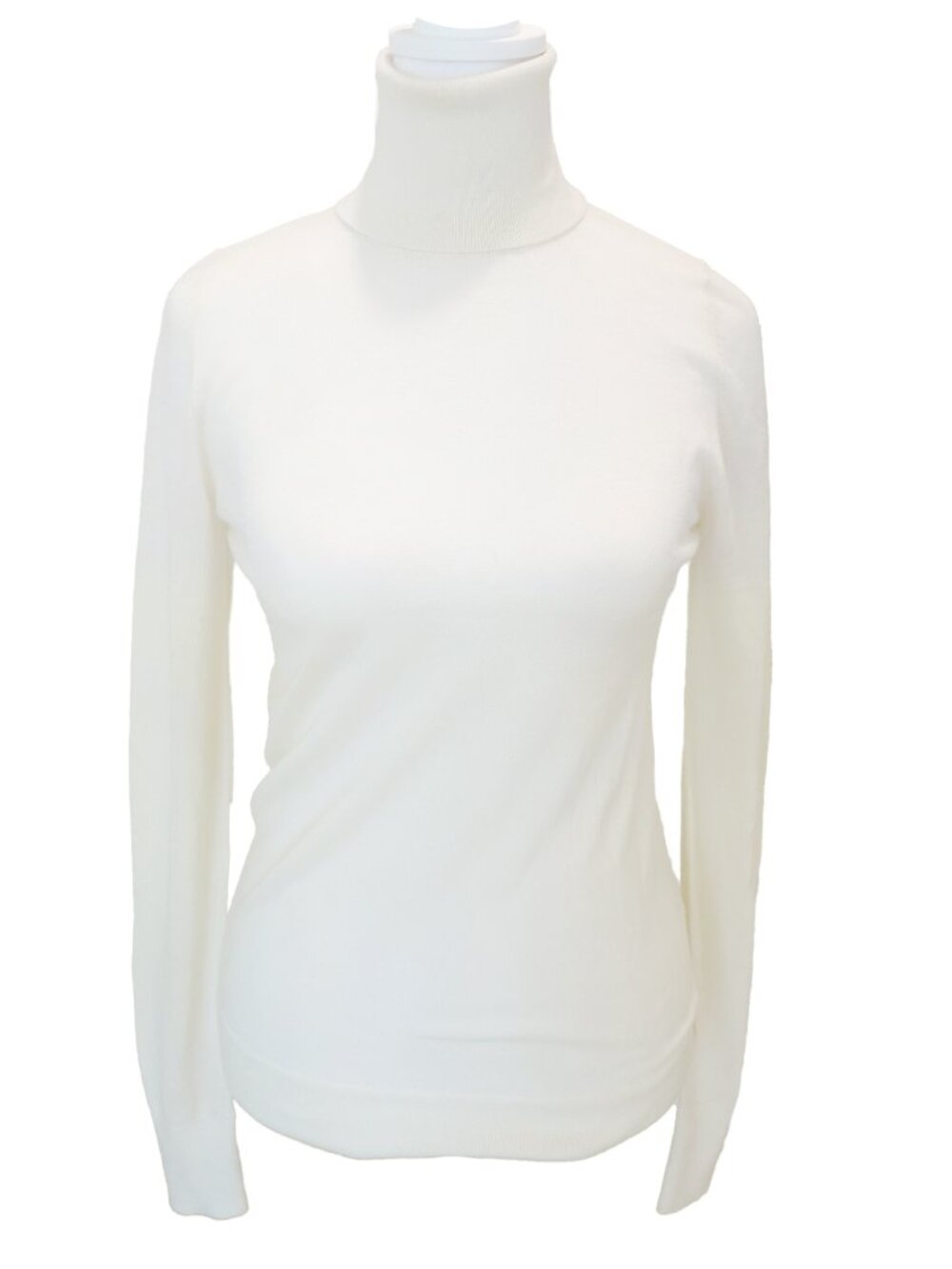TOTEME Ivory Ecru Wool Silk FINE TURTLENECK Knit Top Thin Pullover Sweater XS